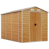 vidaXL Trädgårdsskjul ljusbrun 191x300x198 cm galvaniserat stål
