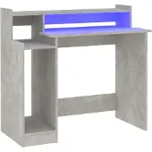 vidaXL Skrivbord med LED betonggrå 97x45x90 cm konstruerat trä