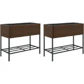 vidaXL Odlingslådor med hylla 2 st brun 90x40x75 cm konstrotting