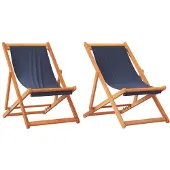 vidaXL Hopfällbara strandstolar 2 st blå tyg