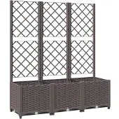 vidaXL Trädgårdsplanterare Med Galler, Brun, 120X40X136 Cm, Pp