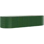 vidaXL Odlingslåda galvaniserat stål 322x100x68 cm grön