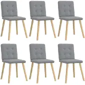 vidaXL Matstolar 6 st ljusgrå tyg