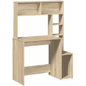 vidaXL Skrivbord med hyllor sonoma-ek 100x45x140 cm konstruerat trä