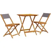 vidaXL Caféset 3 delar antracit tyg och massivt trä