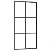 vidaXL Skjutdörr ESG-glas och aluminium 102x205 cm svart