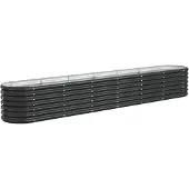 vidaXL Odlingslåda pulverlackerat stål 260x40x36 cm antracit
