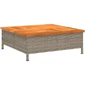 vidaXL Trädgårdsbord grå 70x70x25 cm rotting och akaciaträ