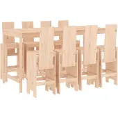 vidaXL Barmöbler för trädgården 9 delar massiv furu