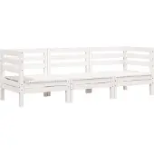 vidaXL 3-sits Trädgårdssoffa, Sits med ryggstöd, Hörnsoffa, Utegårdsmöbler uteplats, Vit 838027