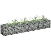 vidaXL Planteringsgabion upphöjd galvaniserat stål 180x30x30 cm