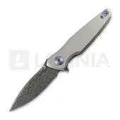 Spartan Blades Pandia Damascus fällkniv, Satin/Blasted Titanium & Blue HW