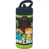 Minecraft drickflaska - Vattenflaska med flipfunktion och sugrör