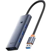 Baseus UltraJoy-serien USB-A-hubb, 4xUSB-A 3.0, 1xUSB-C 5 V – grå