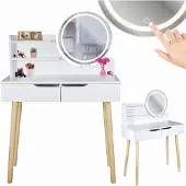 Jumi Skandinaviskt kosmetiskt sminkbord med LED-spegel SCANDI