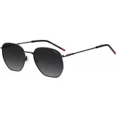 HUGO Matte-black sunglasses in stainless steel with red details