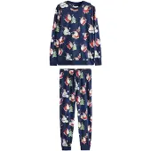 Next Pyjamas lång marinblå / grön / röd / vit