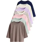 Next T-shirt kräm / mörkblå / brun / mint / lavendel / rosa