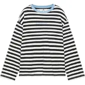 Pull&Bear T-shirt pastellblå / svart / vit