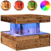 vidaXL Kaffebord Med LED-belysning, Gammalt Trä, 50X50X40 Cm