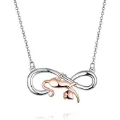 YIRAN Jewelry Roséguldpläterad katt oändlighetshalsband smycken kvinnor 925 sterlingsilverhalsband gåva white