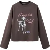 Mango KIDS T-shirt 'PUPPIES' brun / gammalrosa / svart / vit