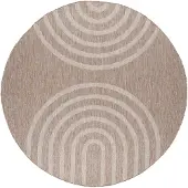De Onlinewinkelier b.v. Rund utomhusmatta | Sierra Arches beige/gräddvit | Ø 160cm | Beige | Rund | Utomhusmattor
