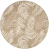 FRAAI Rund utomhusmatta | Malta Leaves natur hos Volero | Ø 120cm | Creme | Rund | Utomhusmattor