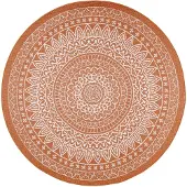 FRAAI Rund utomhusmatta | Summer Aztec terrakotta hos Volero | Ø 120cm | Terra | Rund | Utomhusmattor