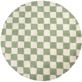 FRAAI Rund retromatta | Gambit grön/vit hos Volero | Ø 120cm | Grön | Rund | Inomhusmattor