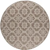 FRAAI Rund utomhusmatta | Rio Flower beige hos Volero | Ø 100cm | Beige | Jute | Rund | Utomhusmattor
