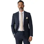 Paul Andrew Herrmarinblå tweed fiskbensmönstrad formell rutig kavaj - Harris