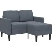 vidaXL 2-sitssoffa med schäslong L-formad mörkgrå 125 cm sammet