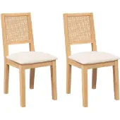 vidaXL Matstolar med kuddar 2 st massivt gummiträ, middagstol, stol, salongstol, matstolar, 4102478