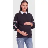 ONLY Maternity Sweatshirt 'OLMBrooke' grön / rosa / svart