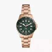Fossil Damskiva med grön kvarts, tvåfärgat rostfritt stål, armbandsur ES5371 grön