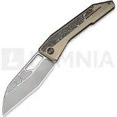 We Knife Inceptus WE25017-4, Satin M390, Champagne Titanium, Aluminum Foil Carbon Fiber Inlay pocket knife, Robert Saniscalchi design