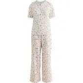 Cath Kidston Pyjamas ecru / guldgul / mörkgrön / rosa