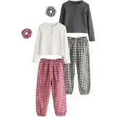 Next Pyjamas mörkgrå / ljusröd / mörkröd / vit