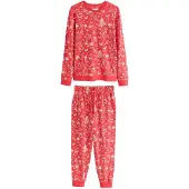 Next Pyjamas lång 'Christmas' beige / röd