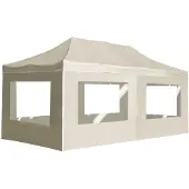 vidaXL Hopfällbart partytält aluminium med väggar 6x3 m gräddvit