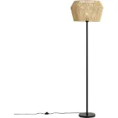QAZQA Golvlampa svart med beige pappersrepskärm 50/50/30 - Simplo