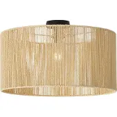 QAZQA Taklampa svart med beige pappersskärm 50/50/25 - Combi