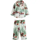 Next Pyjamas brun / grön / röd / vit