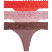 Tommy Hilfiger 3 Pack Logo Lace Trim Tanga Thongs