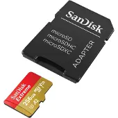 SanDisk Extreme - Flash-minneskort (microSDXC till SD-adapter inkluderad) - 256 GB - A2 / Video Class V30 / UHS-I U3 / Class10 - mikroSDXC UHS-I