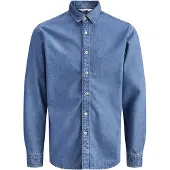 Jack & Jones Skjorta - JjeStanley - Noos - Blue Denim/Mid Blue - - 12 år (152) - Skjorta