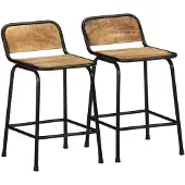 vidaXL Barstolar 2 st 46x35,5x70 cm massivt trä grov mango