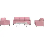 vidaXL Soffgrupp med dynor 4 delar rosa sammet