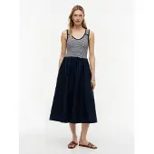 Tommy Hilfiger Gold Tone Button Slim Mixed Midi Dress